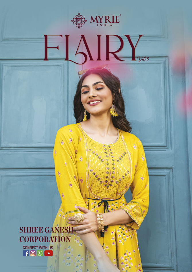 Myrie Flairy Vol 3 Heavy Designer Wholesale Anarkali Kurtis Catalog